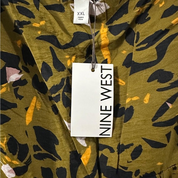 Nine West Olive Green Floral Tiered Maxi Skirt - Picture 3 of 5